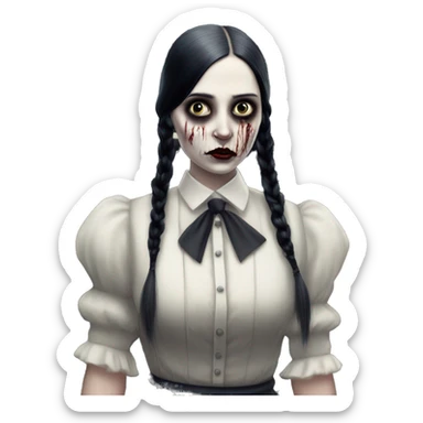 zombie gothic Wednesday Addams.creepy, 1929 ford pickup.  sticker