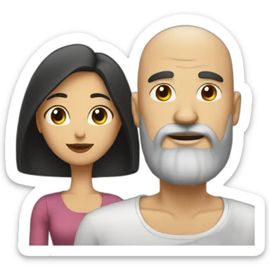 bald man with beard and a thin woman with long black hair sticker