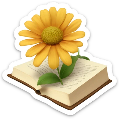 flowers pressing with book  sticker