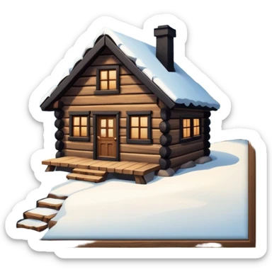 Snowy little cabin mountain woods sticker