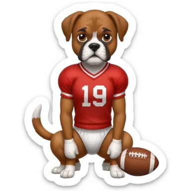 Boxer dog with a football jersey on sticker