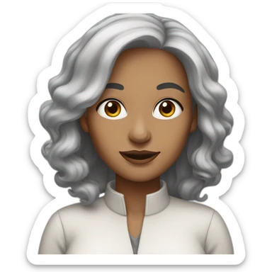 Woman at 40s, grey hair, big black eyes sticker