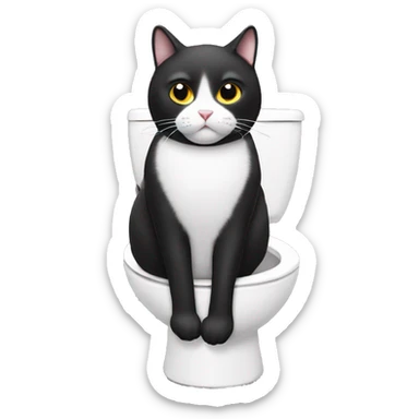 Fat Tuxedo cat on toilet  sticker