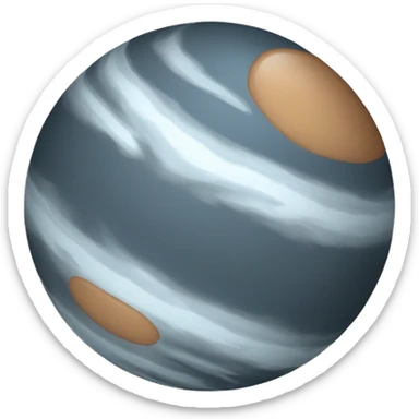A planet, with icy surface, mostly creamy white, light brown, reddish-brown, grayish blue, and dark charcoal, reflecting its icy plains, organic-rich regions, and rocky surfaces. sticker