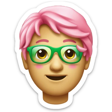 Emoiji met roze en groene kleuren en zonnebril sticker