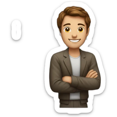 man with short brown hair and kind smile plays in chess sticker