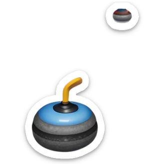 please, An icon featuring the curling rink, with its distinctive circles, and a vibrant crowd in the stands. Snowflakes fall outside the arena, and bright lights illuminate the ice. a curling stone sliding across the ice, with a broom nearby. Transparent background. sticker
