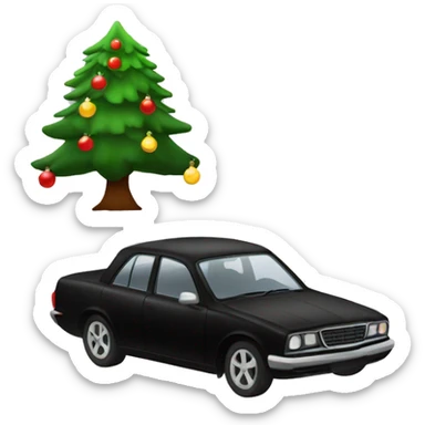 Christmas black car with Christmas tree sticker