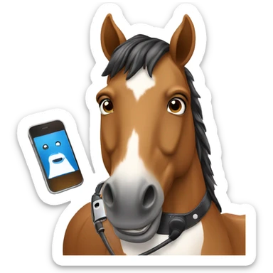 horse with handphone sticker