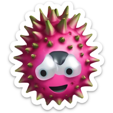 3D elegant Pitahaya with large shiny eyes 👀 one hand holds the mirror with its reflection 🪞 sticker