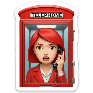 Telephone booth with angry woman inside sticker