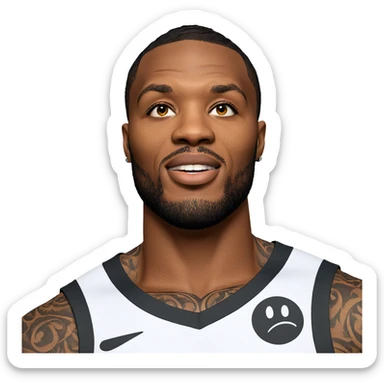 dark-skinned male portrait tattooed sticker