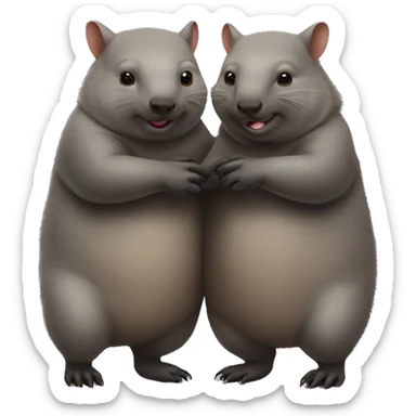 Two wombats holding hands sticker