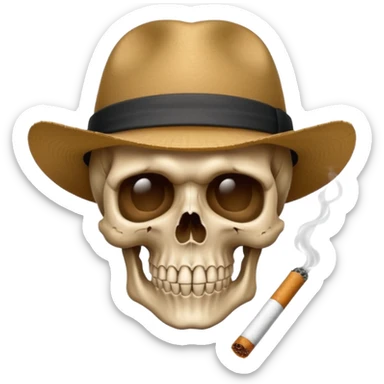 Skull , hat , cigarette  sticker