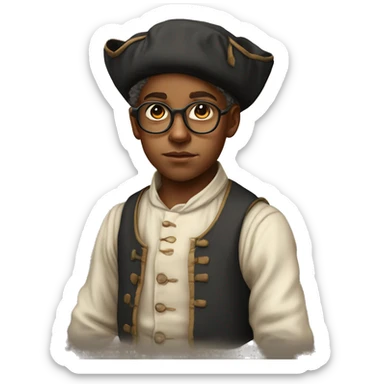 18th century peasant boy with glasses photorealistic serious sticker