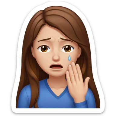 woman with long brown hair crying sticker