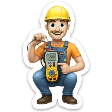 electrician with mutimeter sticker