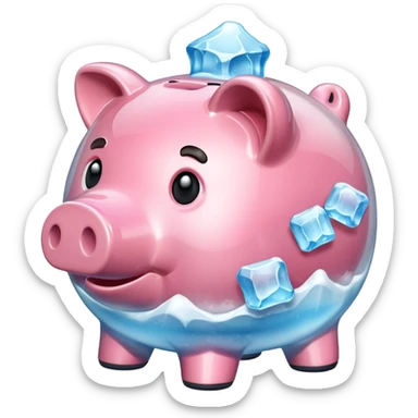  Piggy bank in ice texture sticker