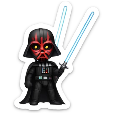 Darth Vader with a saber staff like Darth maul has sticker