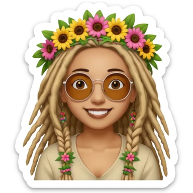 Woman with dreadlocks, round sunglasses, and flower crown.


























 sticker
