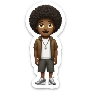 Brown male, dark big afro ,necklace,Nike shoes  sticker