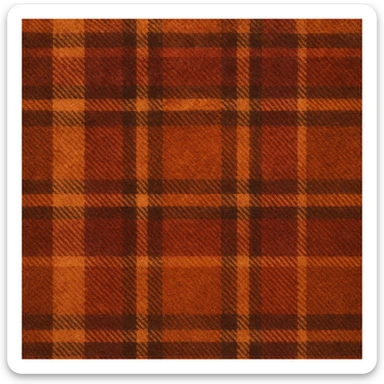 cozy autumn plaid pattern, flannel fabric texture, brown orange red, rustic fall background, soft textile look sticker