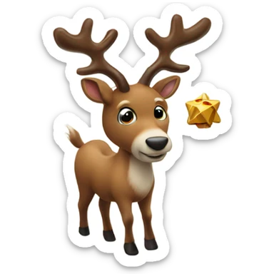 Reindeer spinning dreidel sticker