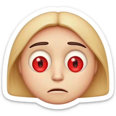 An emoji with red eyes  with tired face! sticker