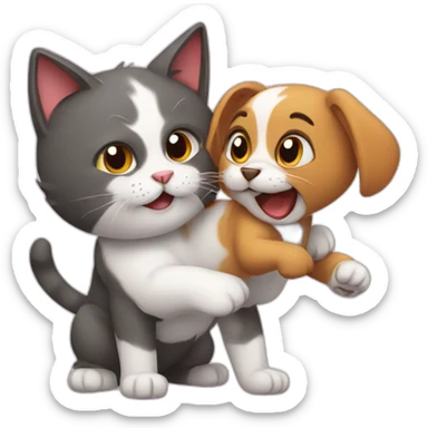 Cat have a fight with a dog sticker