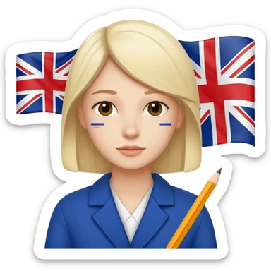 someone who is writing with an UK flag in the background sticker