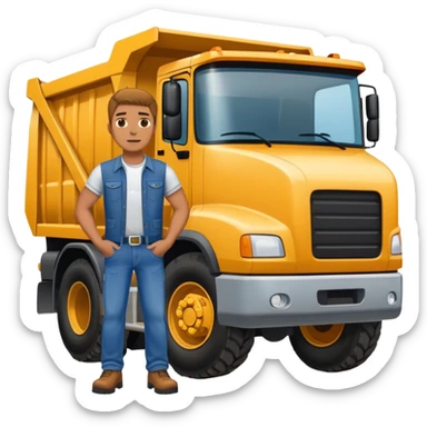 Man with big butt standing backwards in front of a dump truck  sticker