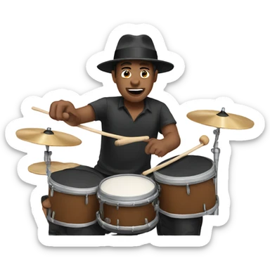 Man with hat playing drums  sticker