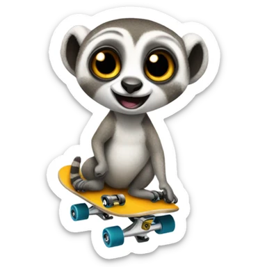 skateboarding lemur sticker