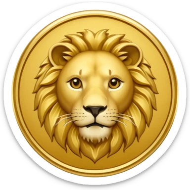 Fais un emoji de pièce d'or ronde avec l'inscription "F" dessus et un lion très détaillé gravé sur la pièce. Le F et le lion doivent être très lisible ainsi que les détails autour de la pièce.Le lion doit être gravé et en 2D il doit pas ressortir, il doit être subtile, le F doit être très visible sticker