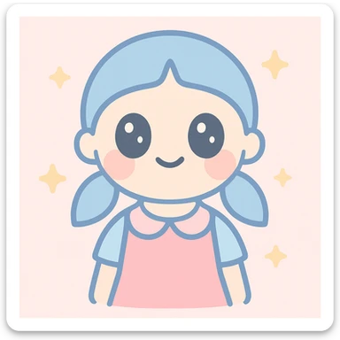 squid game doll, cute style, big eyes sticker