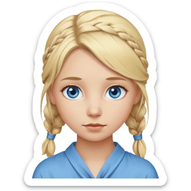 blonde girl with tied hair and blue eyes sticker