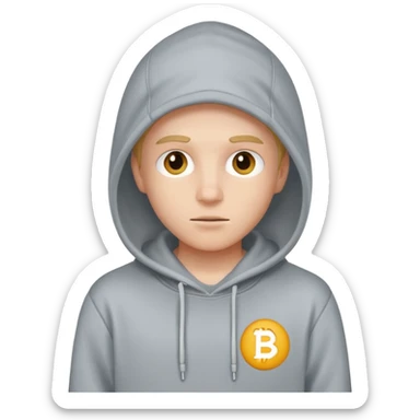 make an image of white person wearing hoodie with "BST" letters on it sticker