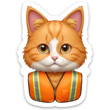 A very cute cat wearing a safety vest sticker