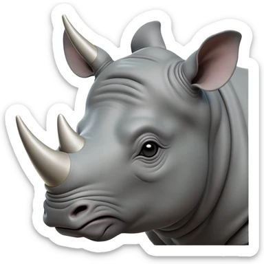 cinematic-noble--rhinoceros-portrait-emoji,slate-grey-hide--poised-and-regal,-with-a-massive,-powerful-build-and-a-thick, -deep-set-soulful-piercing-eyes,-simplified-yet-sharp-and-sophisticated-features,-highly-detailed,-large-black-eyes, zoomed out showing shoulders, large white horn  sticker