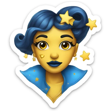 Blue lips with yellow highlights, theme stars, magical, kiss, 💋  sticker