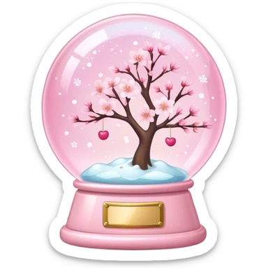 Pastel pink snow globe，Cherry blossom，flash sticker