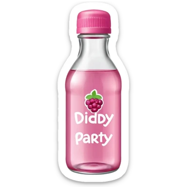 realistic baby oil style bottle pink cap pink logo clear bottle with berry logo with diddy party written and a berry on top bottle sticker
