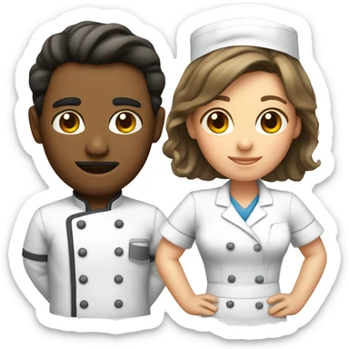 Lovers: a male chef and a female nurse sticker