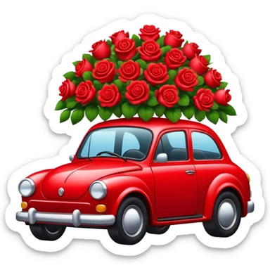 Rose red car in the trunk many Strawberry Red roses black sticker
