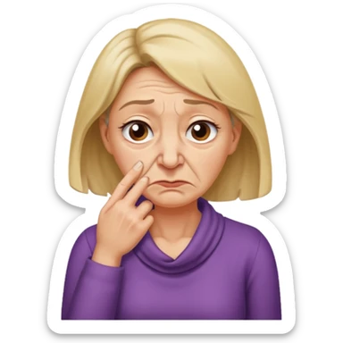 create a woman that is holding her neck because she is smelling something bad sticker