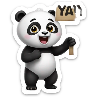 Panda holding a sign saying Yayyy sticker