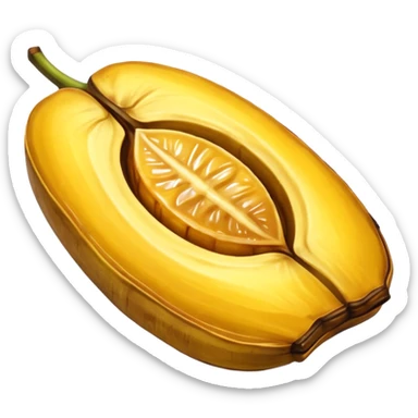 A single fried sweet plantain slice (tajada) with golden edges and a caramelized texture, looking juicy and appetizing with a glossy finish to show its frying. sticker