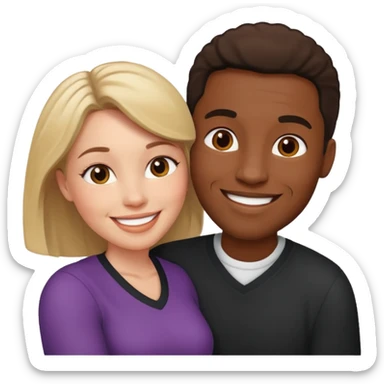 Romance - feeling of excitement associated with love - black man and white woman together sticker