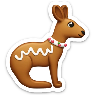 A festive gingerbread cookie in the shape of a kangaroo  sticker