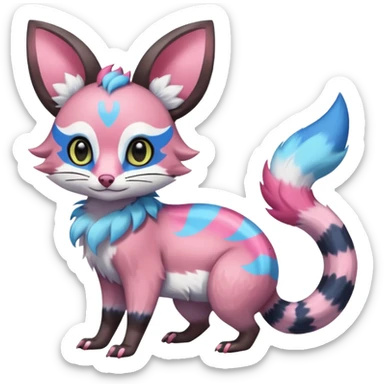 Rare realistic cool cute epic aesthetic colorful Amaura-Sylveon-Civet-Genet-species-Fakemon-hybrid-creature, with markings, full body sticker
